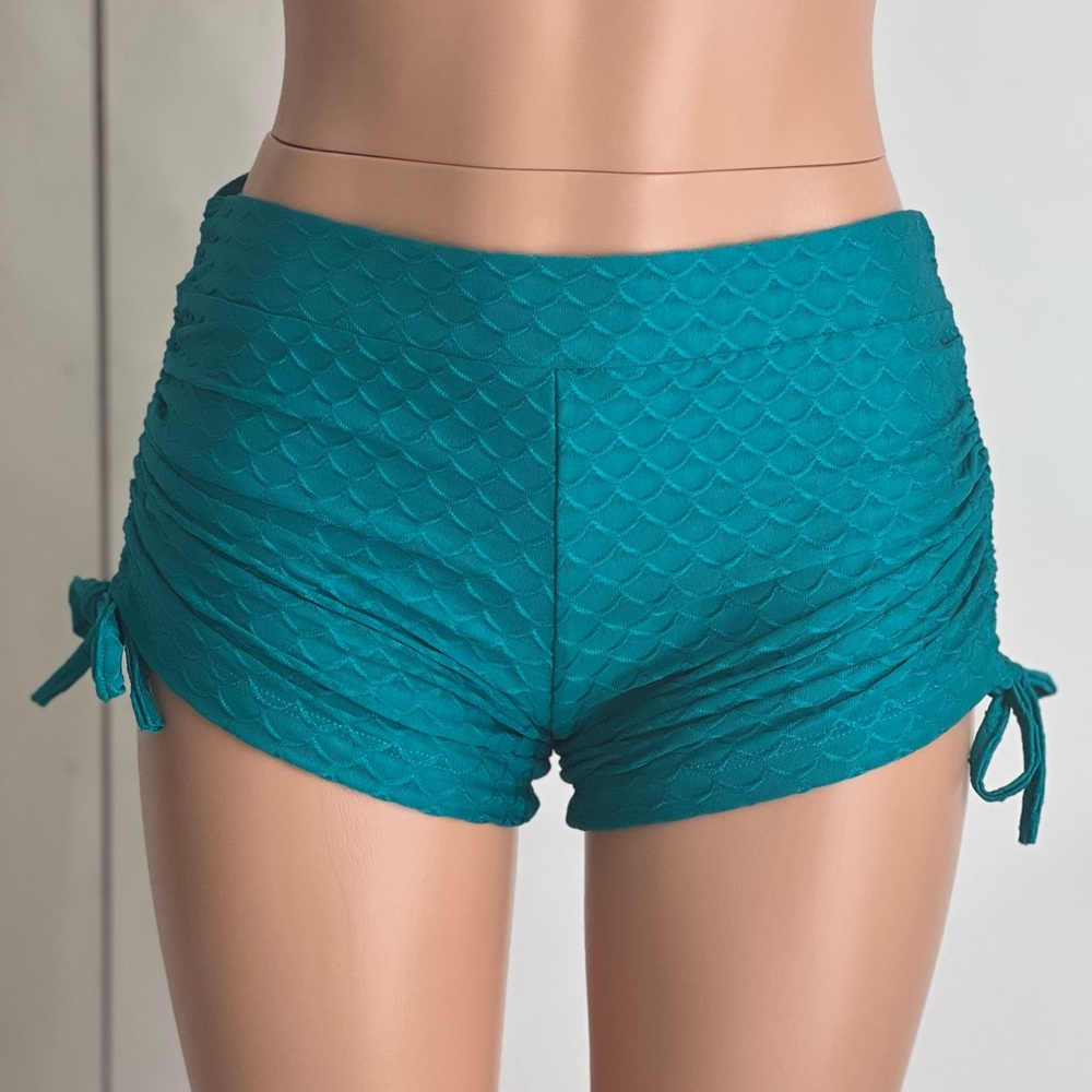 Teal blue sexy hot yoga shorts side string swim Made in USA NEW SXYfitness